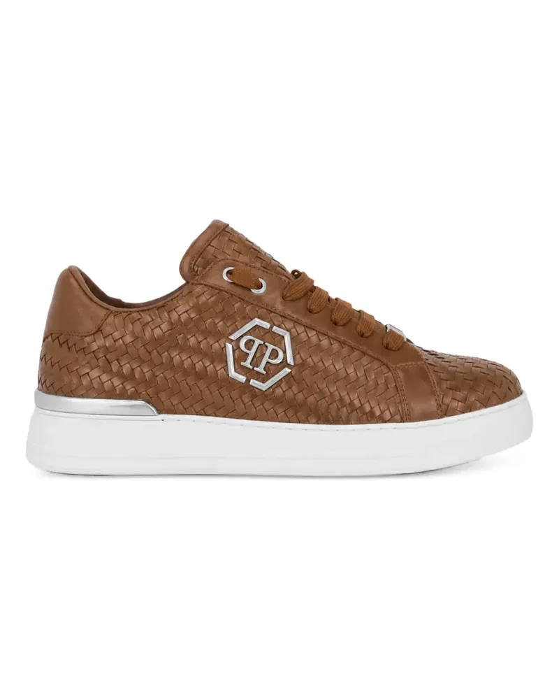 Philipp Plein Gewebte Hexagon Sneakers - Braun Braun