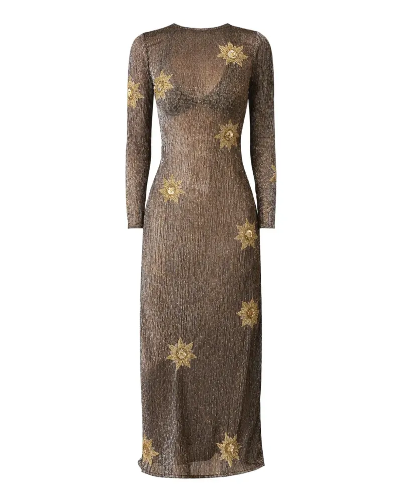 Leslie Amon long-sleeved star-motif midi dress - Braun Braun