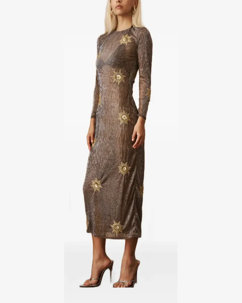 Leslie Amon long-sleeved star-motif midi dress - Braun Braun