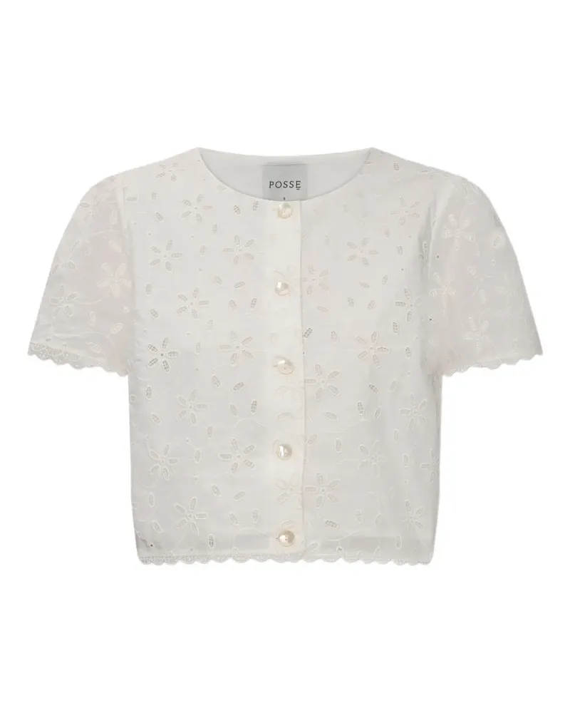 Posse Salma floral-embroidered crop top - Weiß Weiß