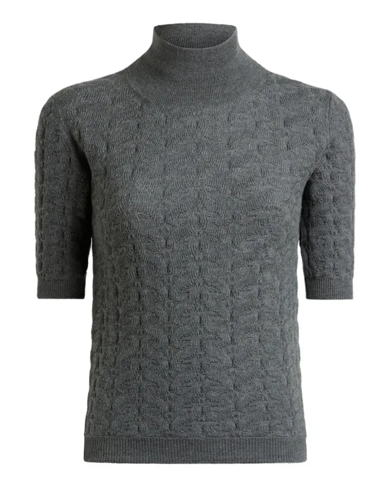 Etro wool mock-neck sweater with Paisley detailing - Grau Grau