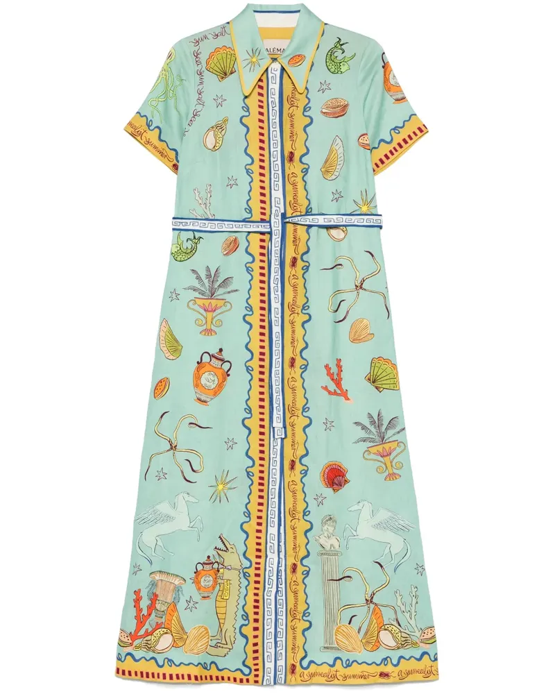 ALEMAIS Surrealist Summer Hemdkleid - Grün Grün