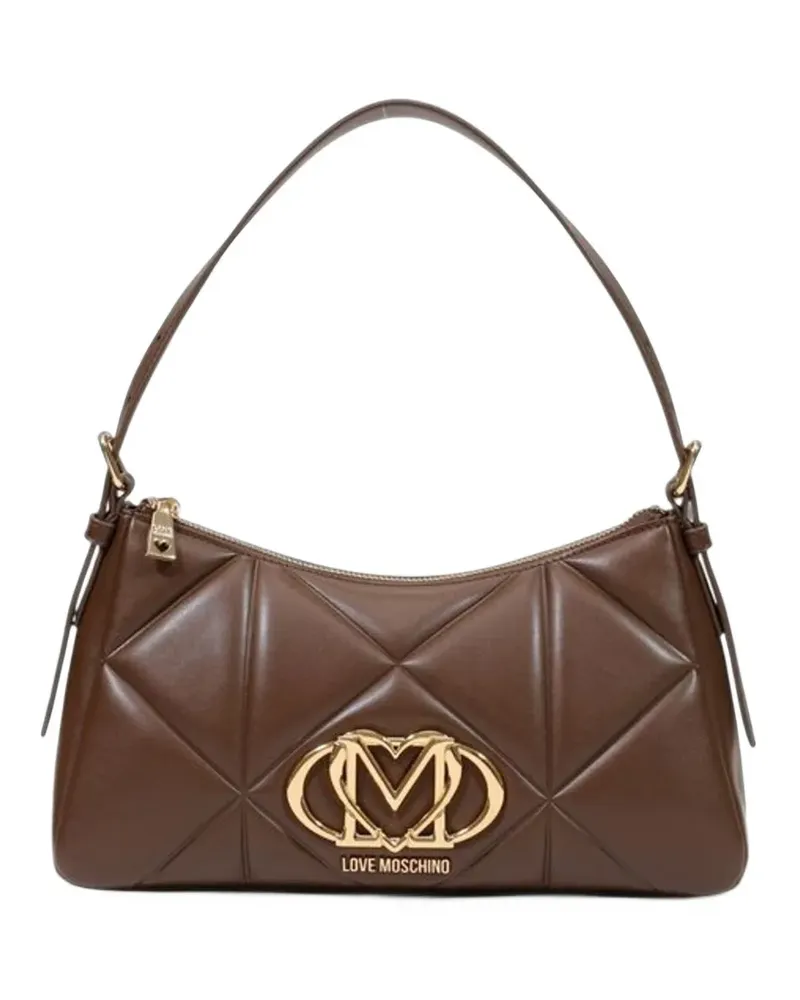 Moschino quilted logo-plaque tote bag - Braun Braun