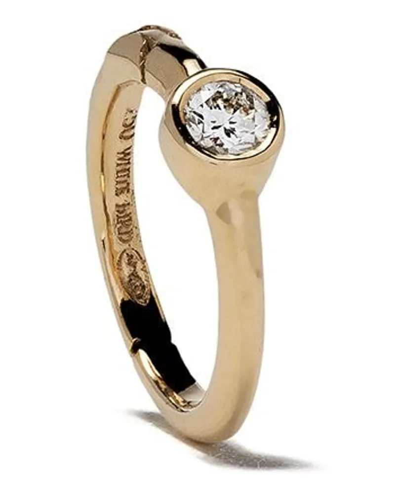 WHITE BIRD 18kt Goldcreole mit einem Diamanten