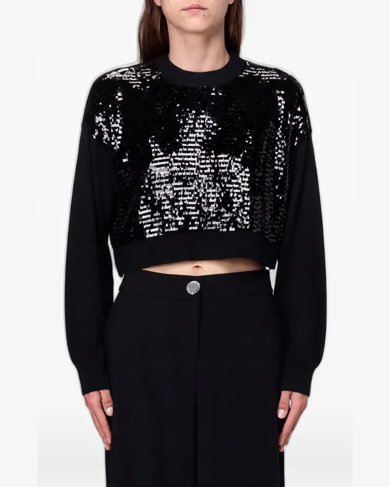 Emporio Armani Pullover mit Pailletten - Schwarz Schwarz