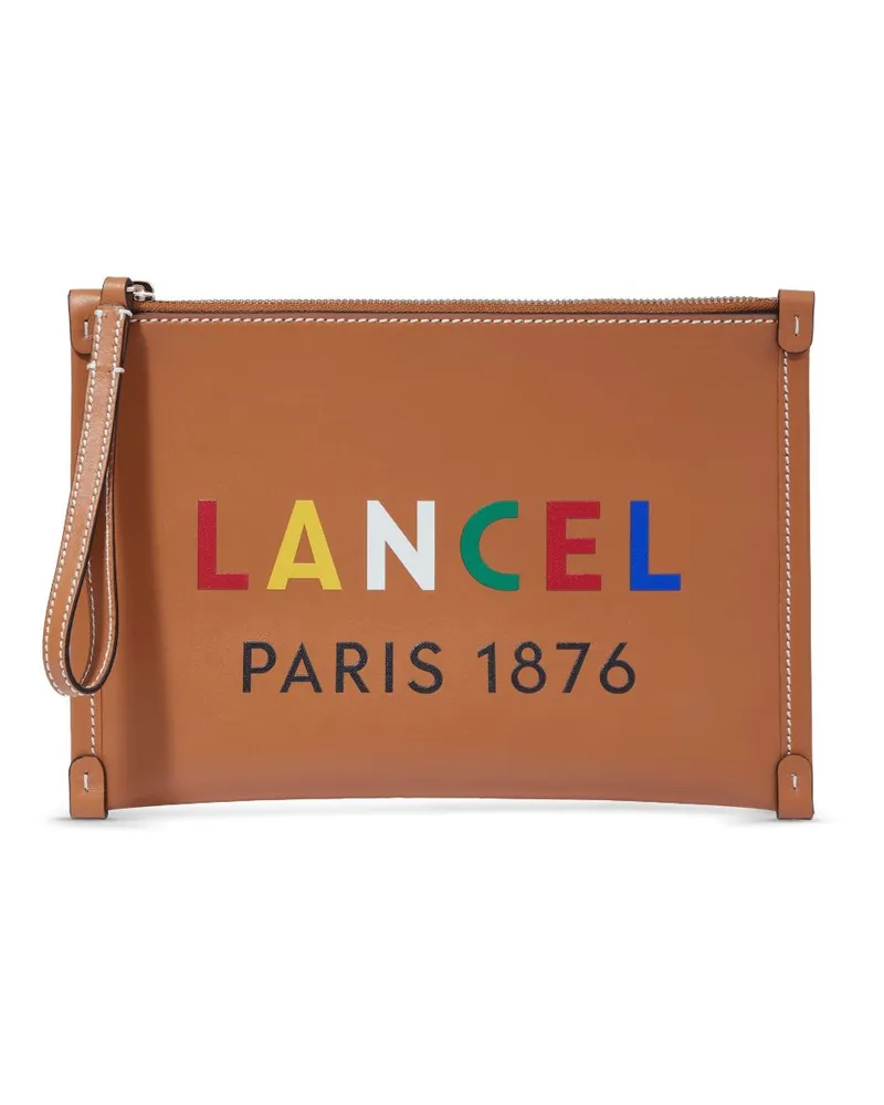 Lancel Clutch mit Reißverschluss Braun