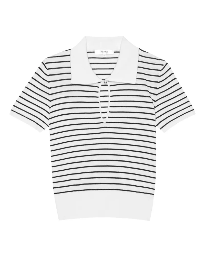Frame Denim Gestreiftes Poloshirt mit Schlüsselloch - Nude Nude