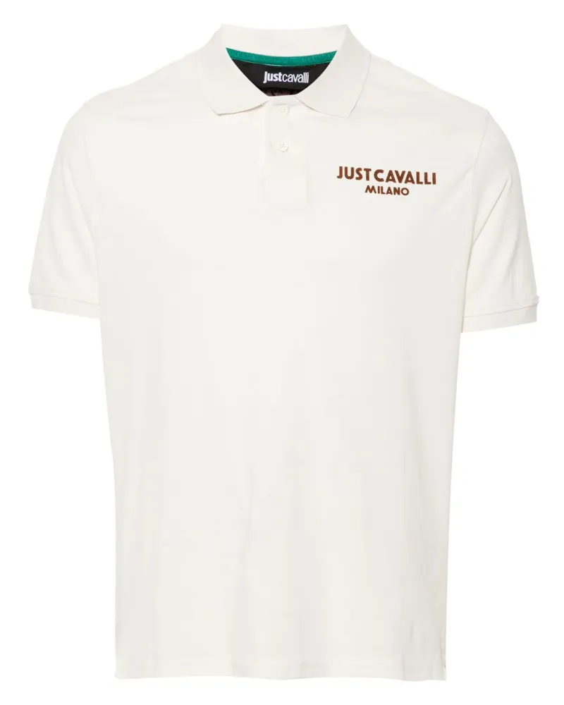 Just Cavalli Poloshirt mit beflocktem Logo Weiß