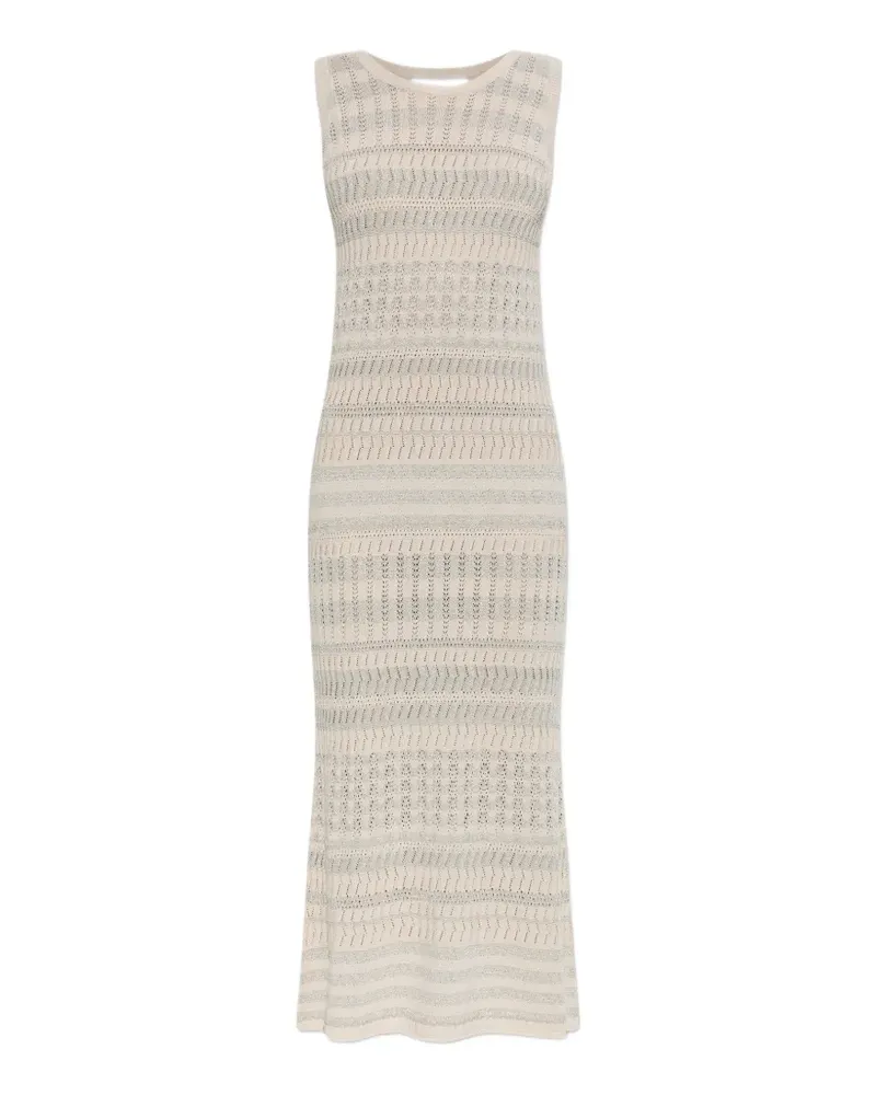 AKEP open-knit striped dress - Nude Nude