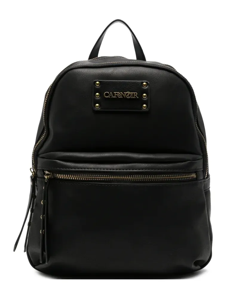 CAFèNOIR  Rucksack mit Logo-Schild und Nieten - Schwarz Schwarz