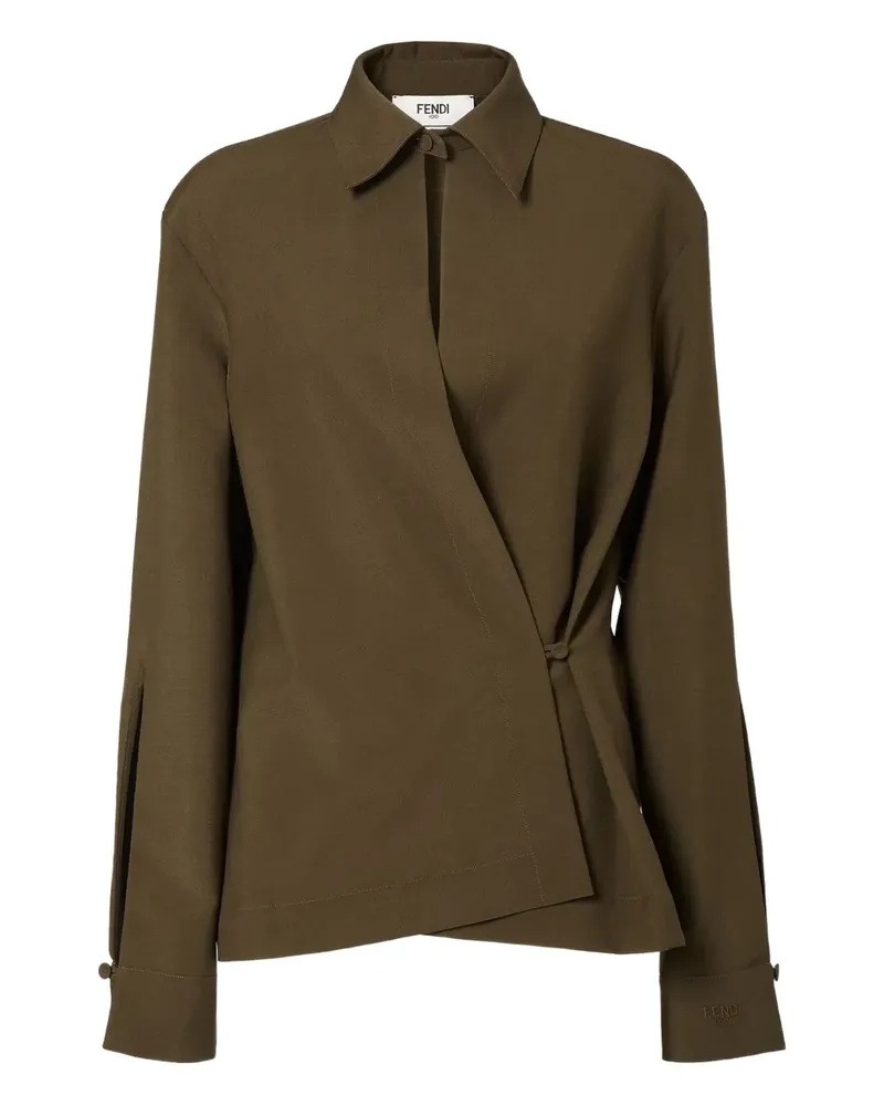 Fendi asymmetric wool-mohair blouse - Grün Grün