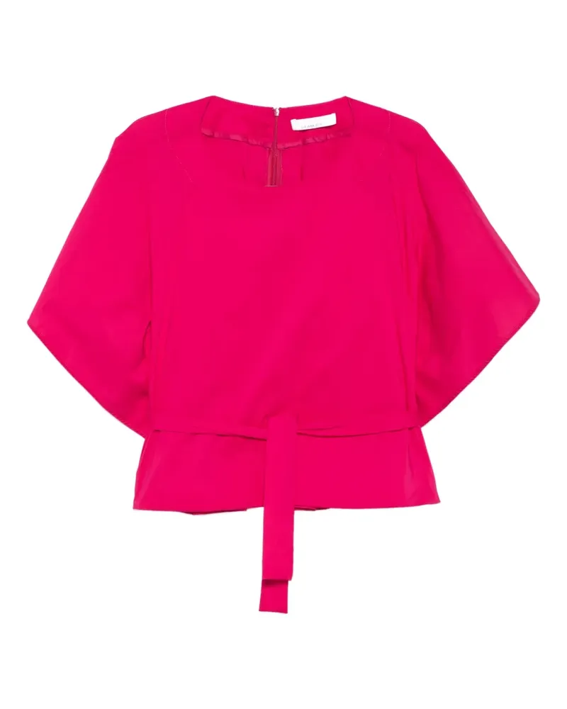 Liviana Conti crew neck belted blouse - Rosa Rosa