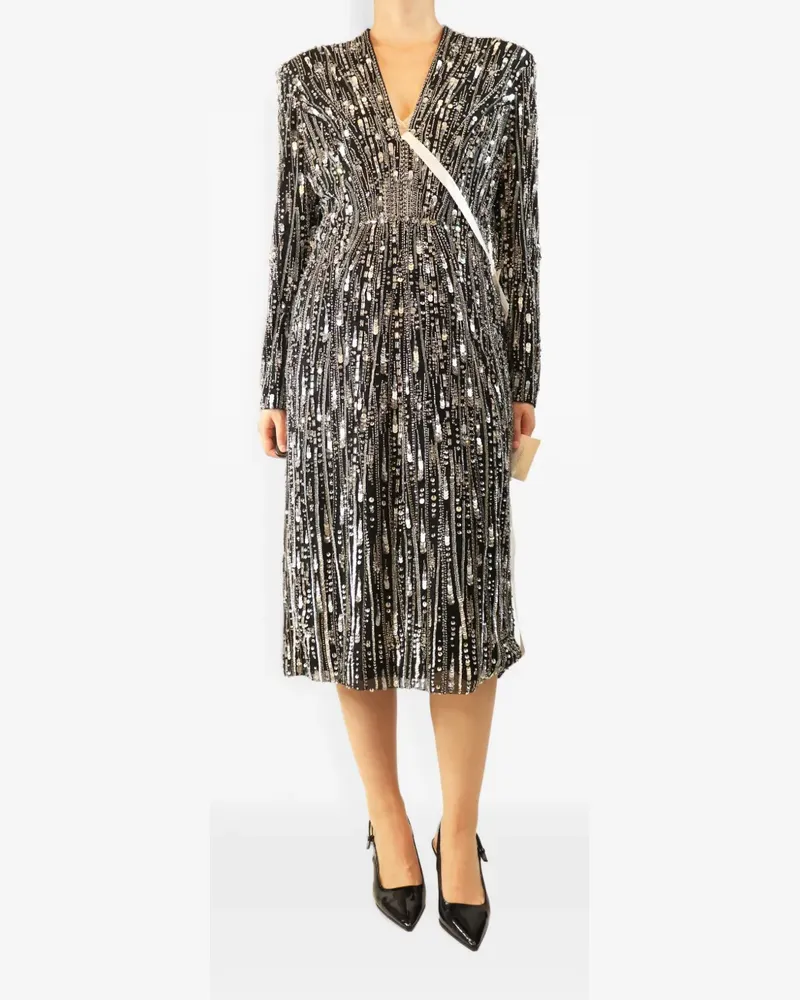 Jenny Packham Midikleid mit Perlen - Schwarz Schwarz