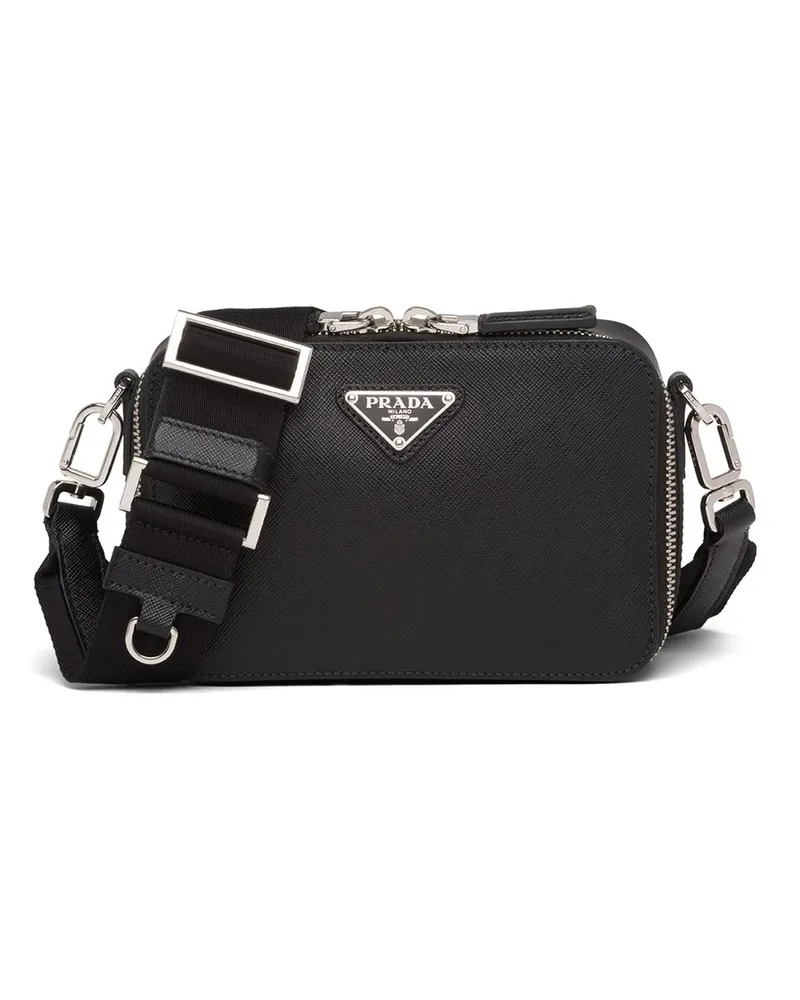 Prada Kuriertasche mit Logo-Schild - Schwarz Schwarz