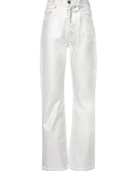 ROTATE Birger Christensen Gerade Jeans in Metallic-Optik Silber