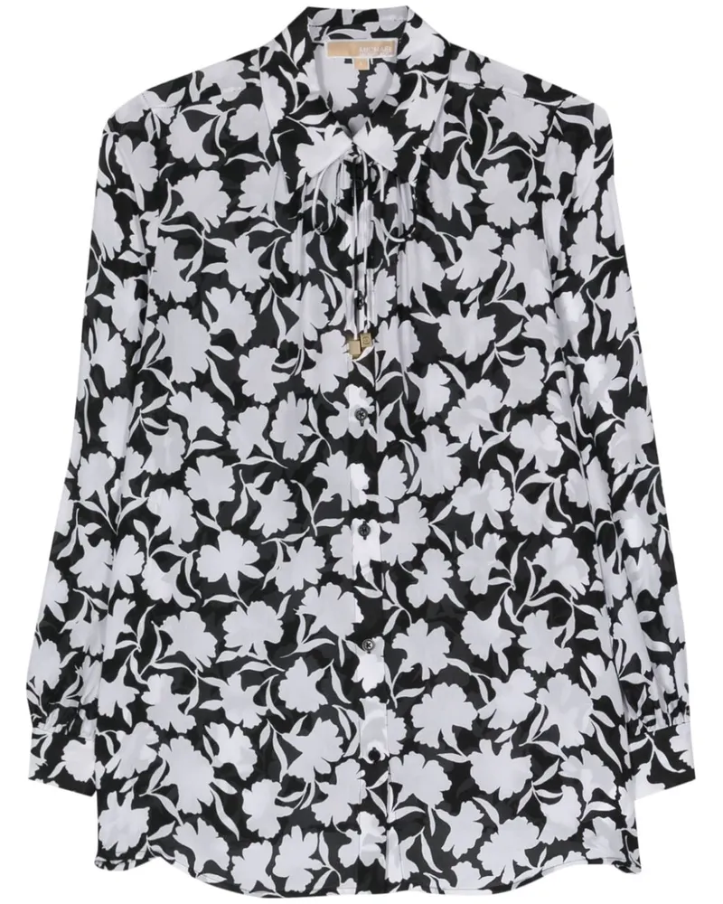 Michael Kors Shadow Floral Hemd - Schwarz Schwarz