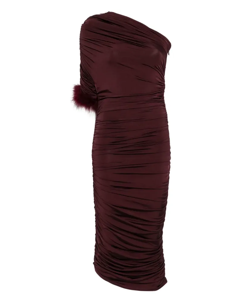Thierry Mugler Asymmetrisches Kleid mit Federbesatz - Rot Rot