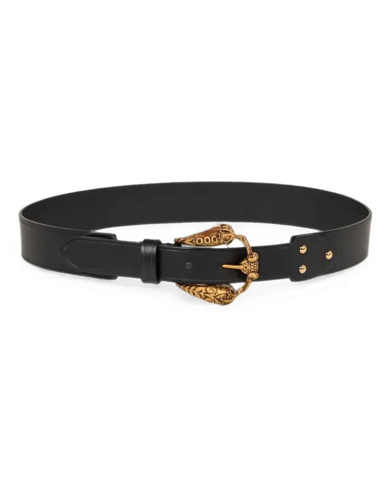 Etro Ledergürtel mit Animal-Schnalle - Schwarz Schwarz
