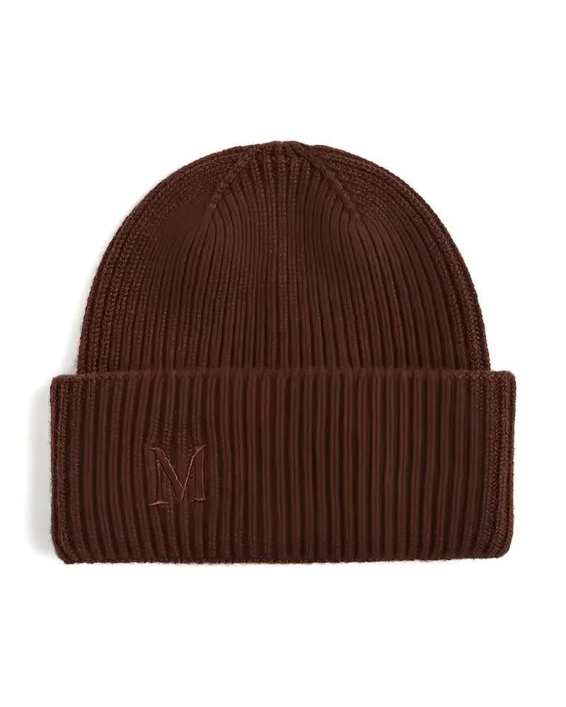 Max Mara Gerippte Beanie mit Stickerei - Braun Braun