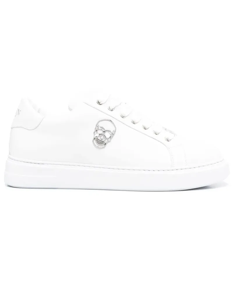Philipp Plein Sneakers mit Totenkopf-Schild - Weiß Weiß