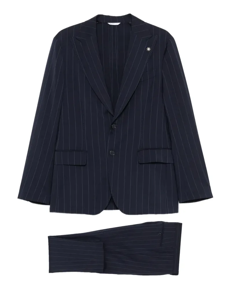 Manuel Ritz pinstripe single-breasted suit - Blau Blau