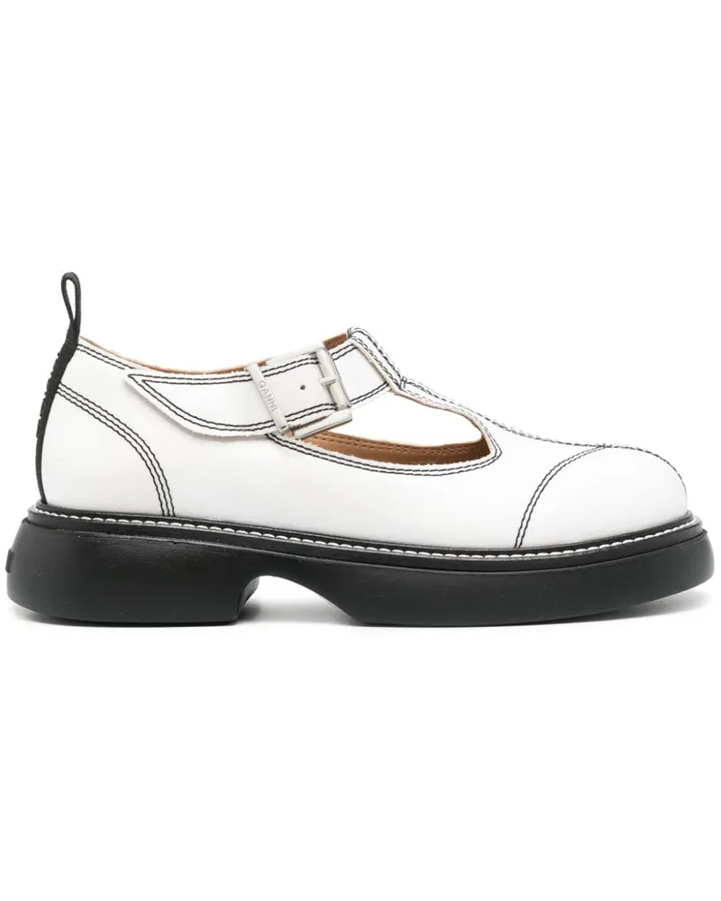 Ganni Pumps mit Kontrastnähten - Weiß Weiß