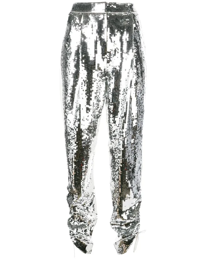 tibi Avril' Paillettenhose - Silber Silber