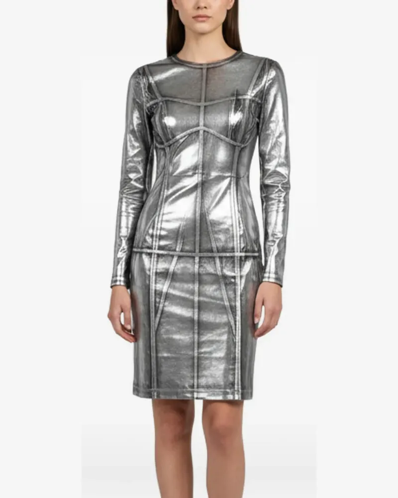 Patrizia Pepe Midikleid mit langen Ärmeln - Silber Silber