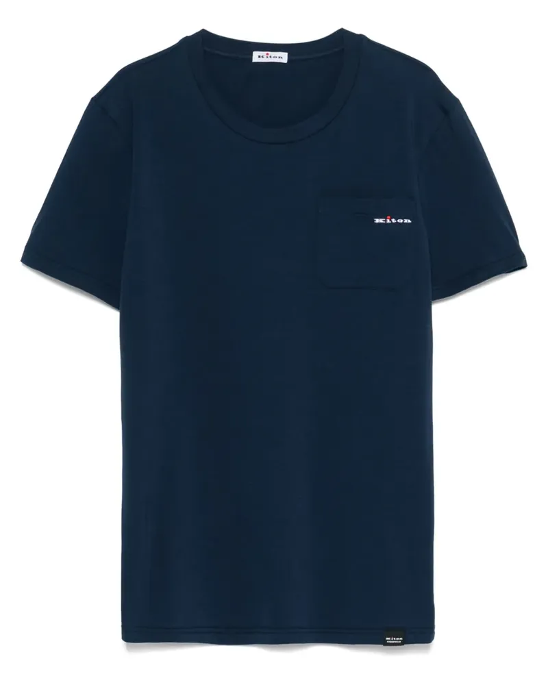 Kiton T-Shirt mit Logo-Stickerei Blau