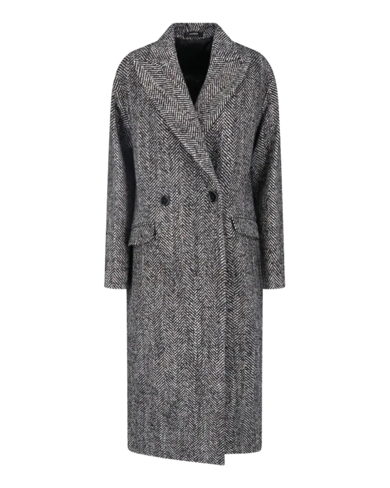 Tagliatore herringbone-pattern double-breasted coat - Schwarz Schwarz