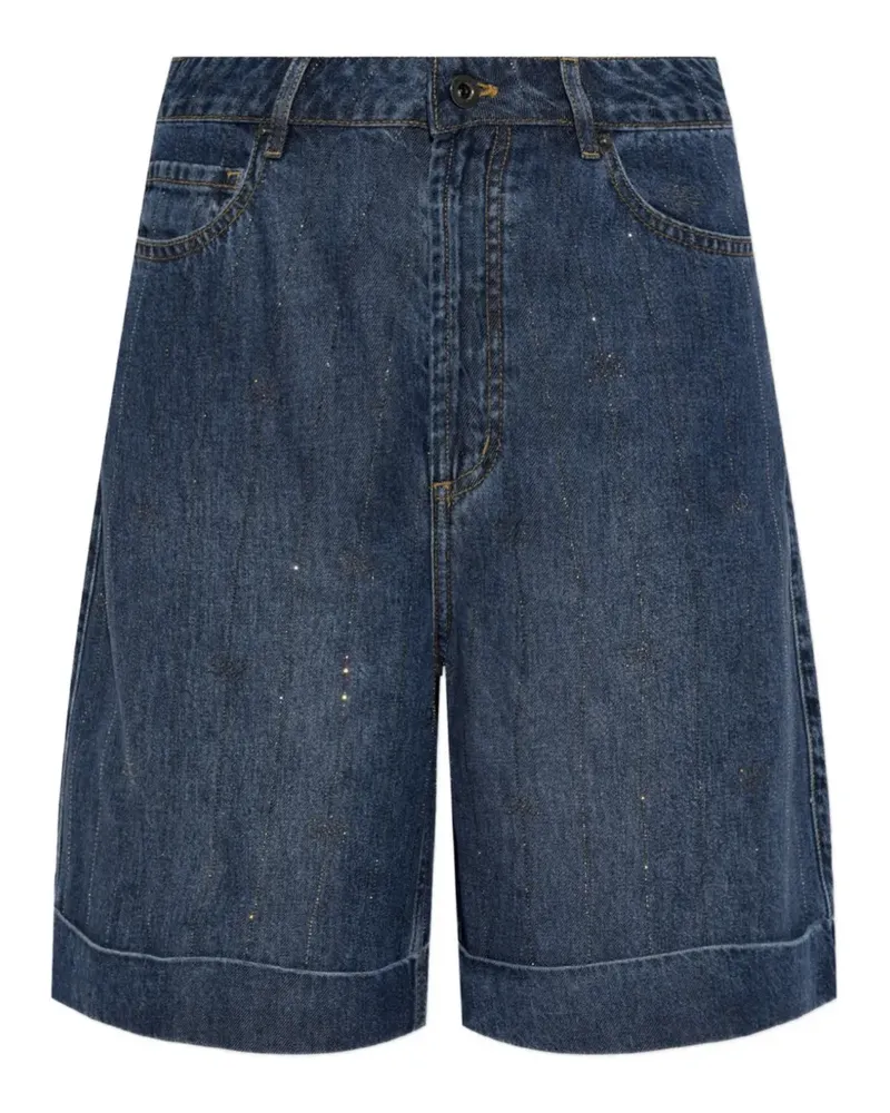 Self-Portrait Shorts mit Pailletten - Blau Blau