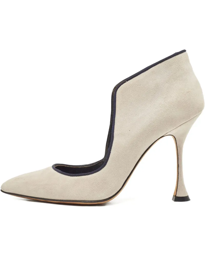Manolo Blahnik Wildleder-Pumps mit Cut-Out - Nude Nude