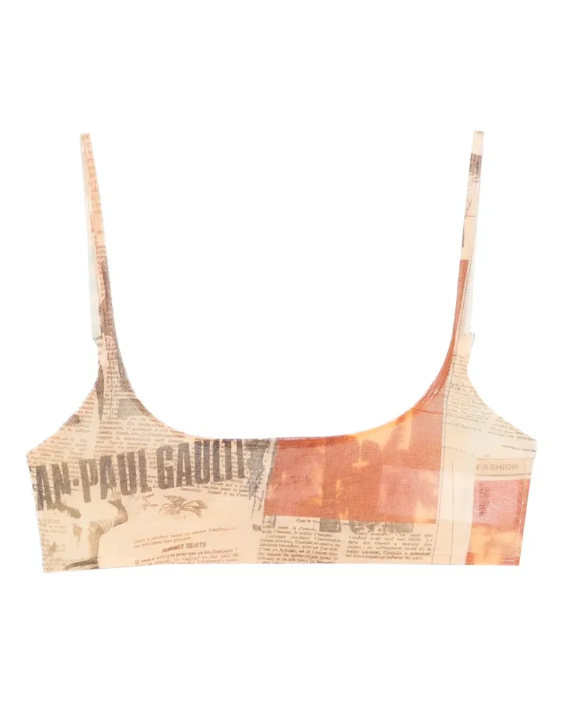 Jean Paul Gaultier newspaper-print top - Nude Nude