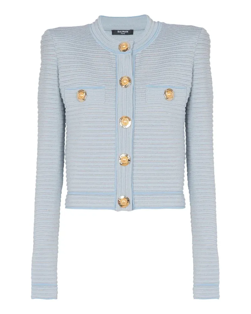 Balmain Klassischer Cropped-Cardigan - Blau Blau