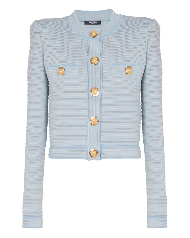 Balmain Klassischer Cropped-Cardigan - Blau Blau