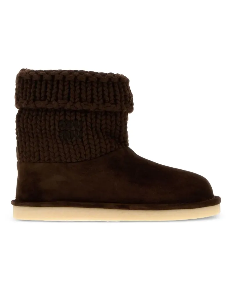 Miu Miu Stiefeletten aus Wildleder und Strick - Braun Braun
