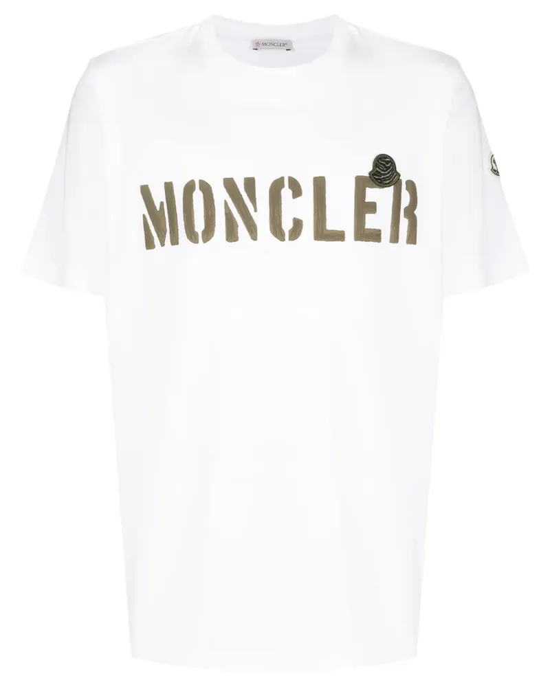 Moncler T-Shirt mit Logo-Print - Weiß Weiß