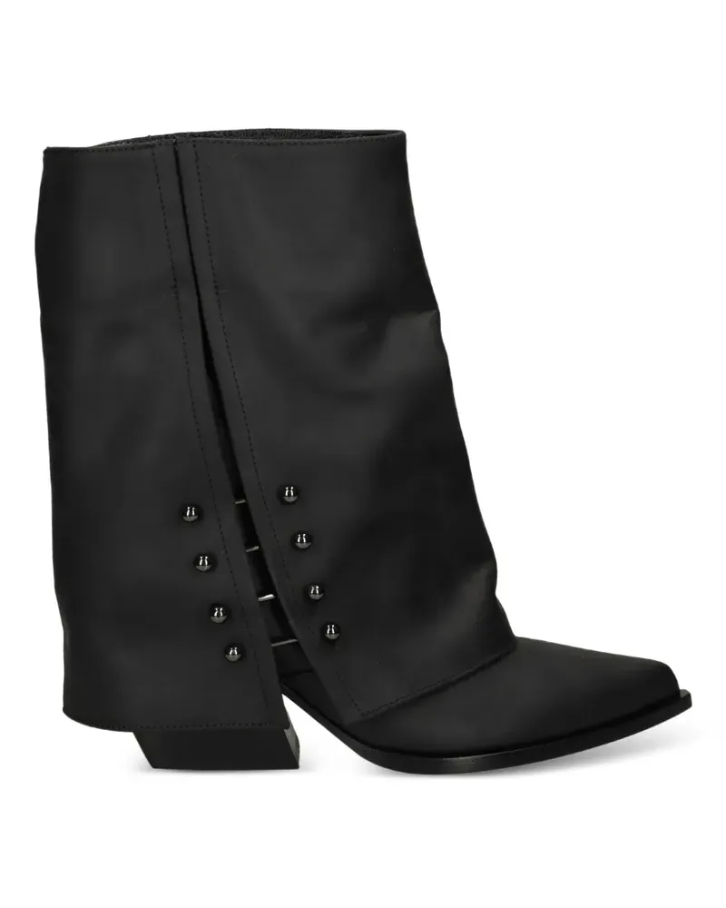 Elena Iachi Spitze Stiefeletten mit Nieten - Schwarz Schwarz