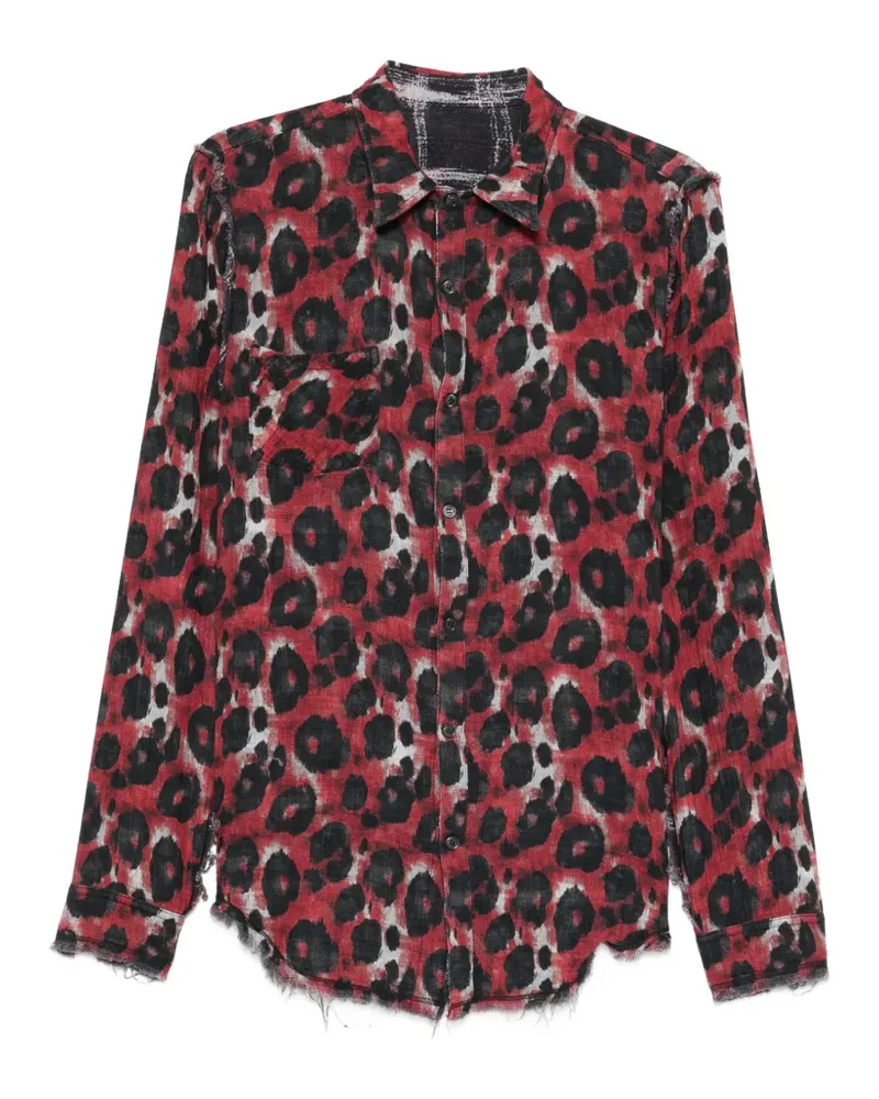 R13 Kariertes Hemd mit geraffter Naht - Schwarz Schwarz