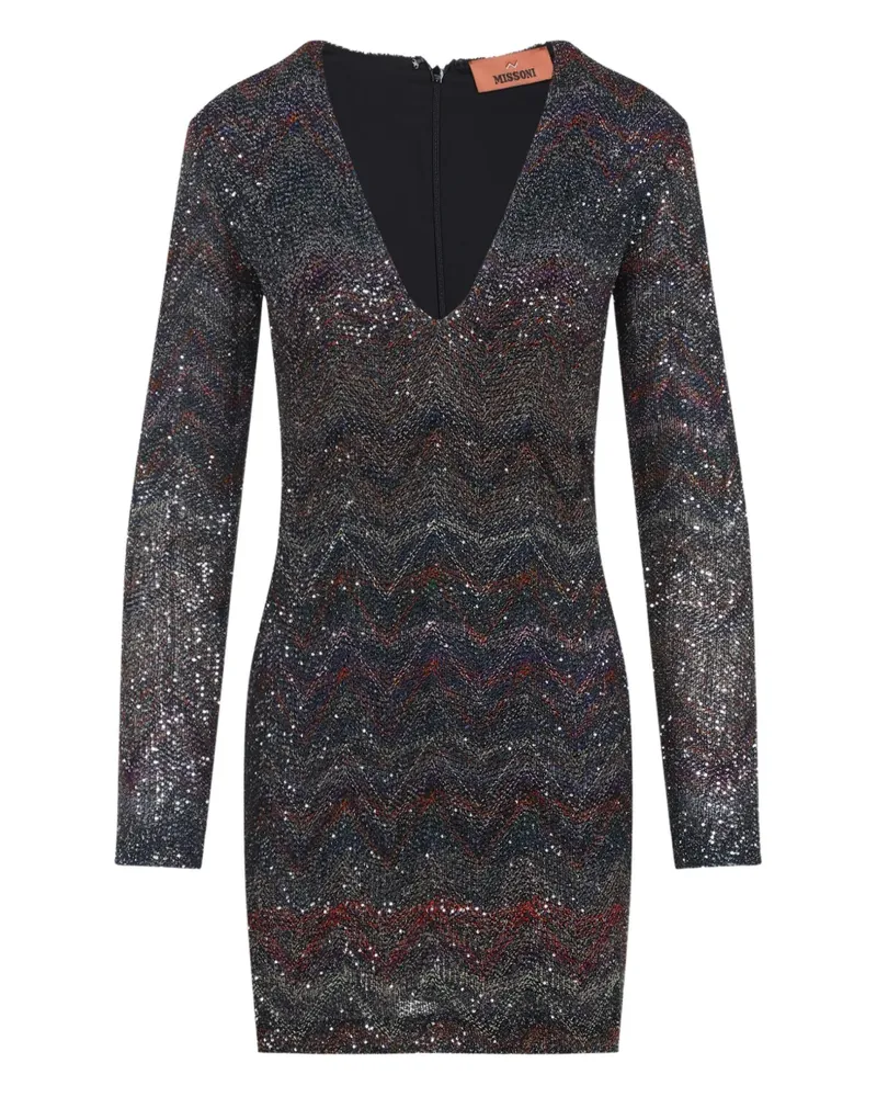 Missoni Pailletten-Minikleid mit Zickzackmuster - Schwarz Schwarz