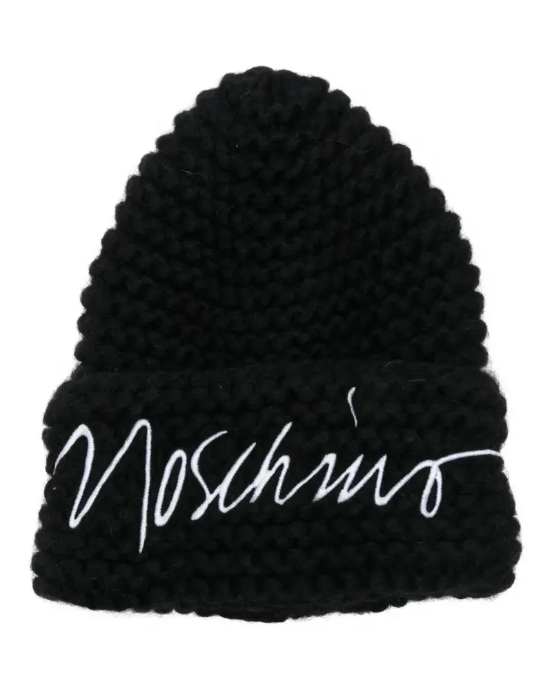 Moschino logo-embroidered beanie - Schwarz Schwarz