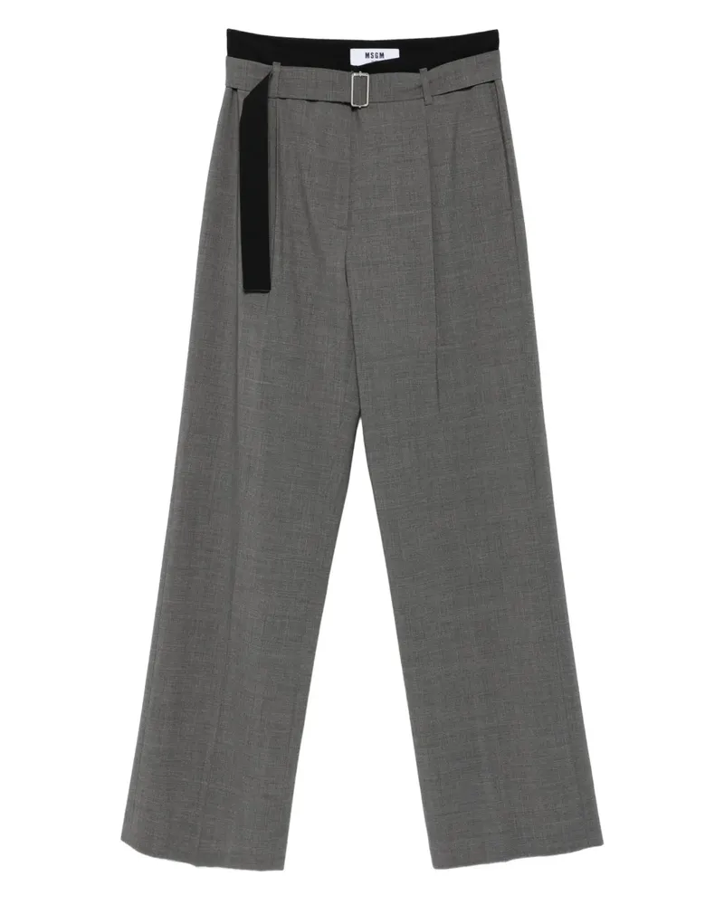 MSGM Plissierte Hose mit Gürtel - Grau Grau
