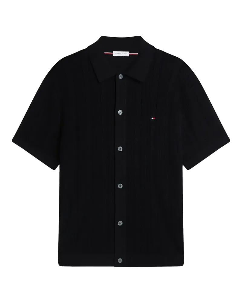 Tommy Hilfiger pointelle-knit button-up sweater - Schwarz Schwarz