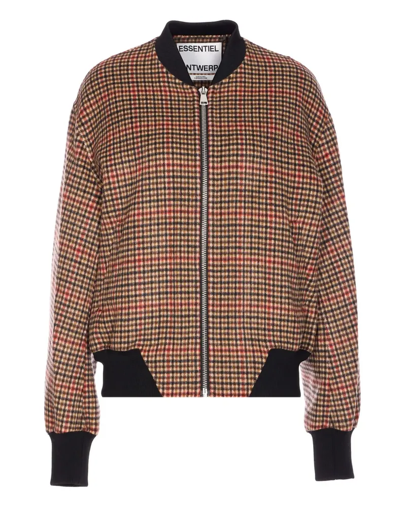 Essentiel Karierte Jacke mit Reißverschluss - Braun Braun