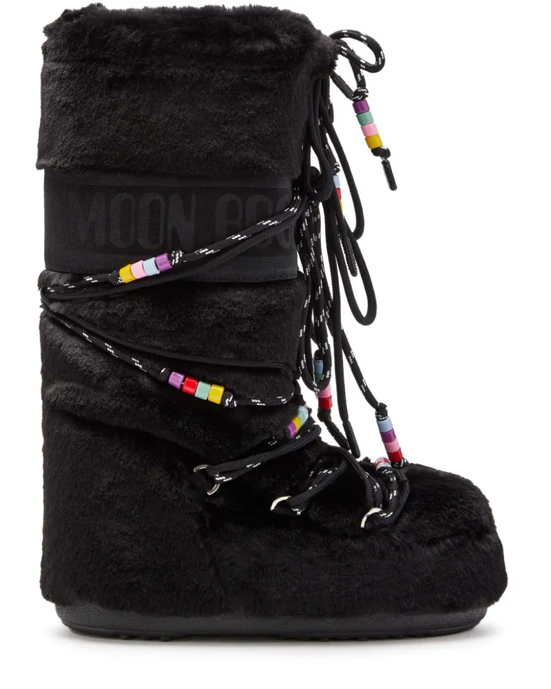Moon Boot Icon Schneestiefel mit Faux Fur - Schwarz Schwarz