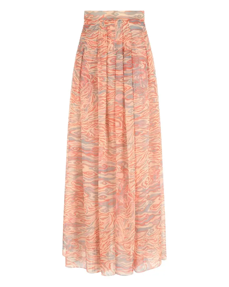 Giorgio Armani Langer Faltenrock mit Print - Orange Orange