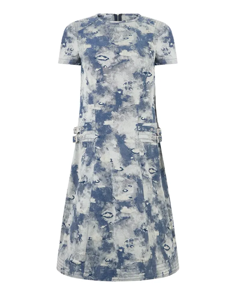 Moschino buckle-detail cloud-print midi dress - Blau Blau