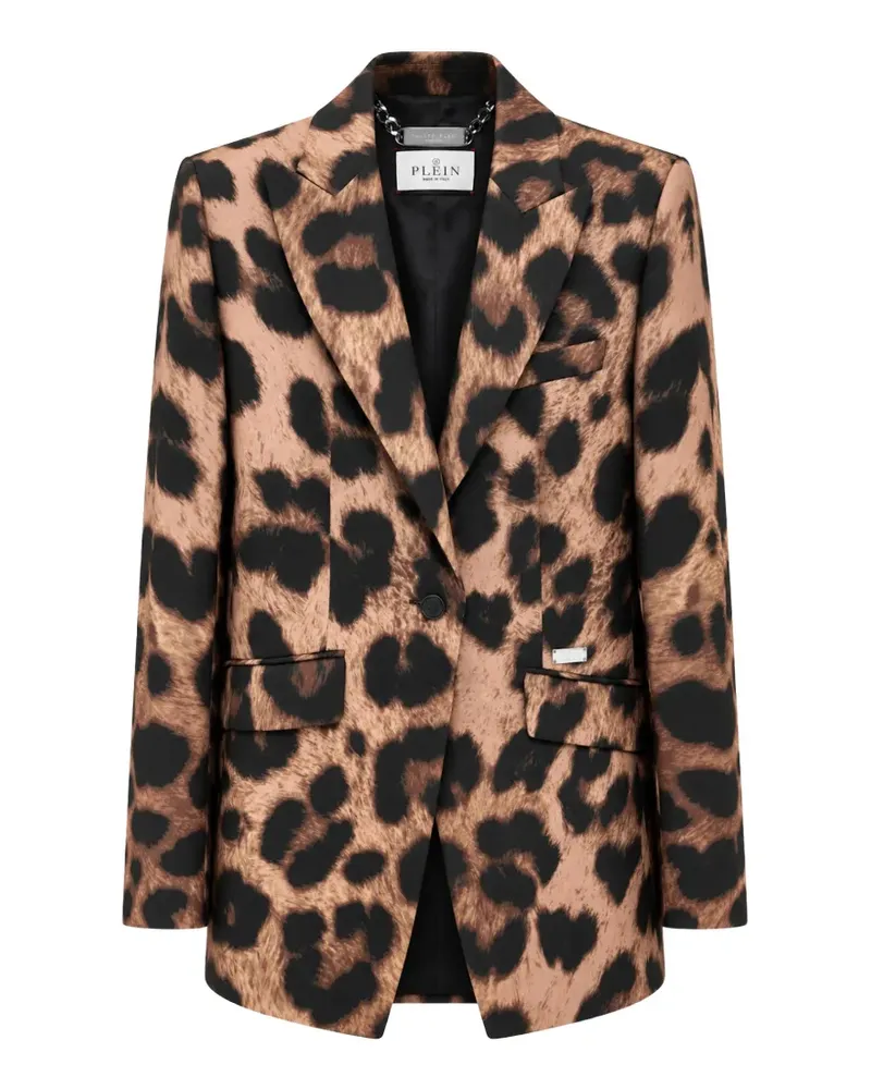 Philipp Plein leopard blazer single breasted fit - Braun Braun