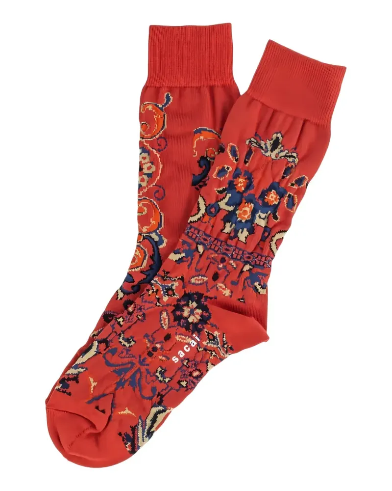 Sacai Socken mit Blumen - Rot Rot