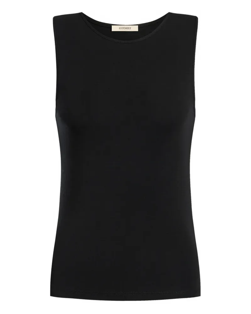 12 STOREEZ Trägershirt mit Rundhalsausschnitt - Schwarz Schwarz